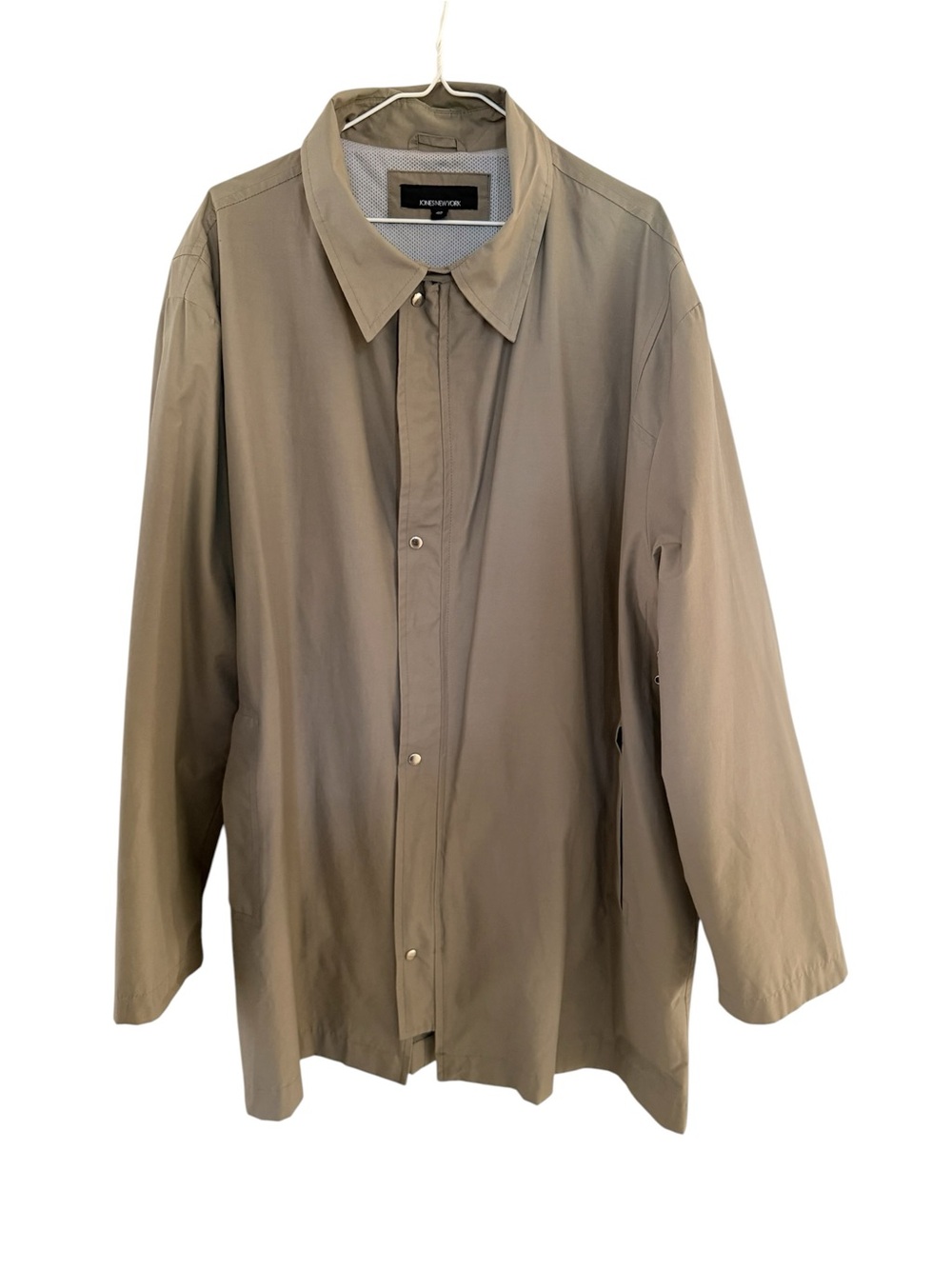 VTG Jones New York Full Zip Mid Length Tan Trench Coat Women Size 48 Size 1X US